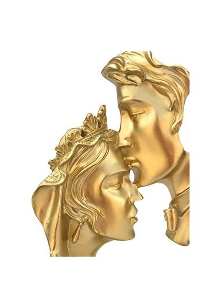 OEM Resin Decoration, Couple in Love, 15x24cm, Black-Gold