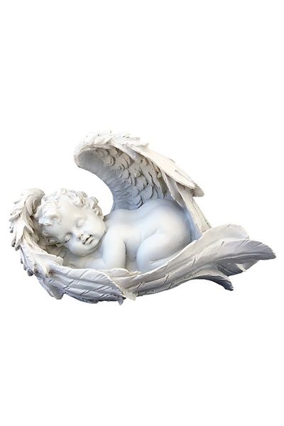 OEM Resin Decoration Representing a Sleeping Angel on Wings, 20 cm