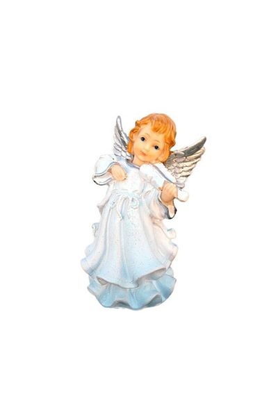 OEM Decoratiune inger rasina alb cu vioara, 17 cm