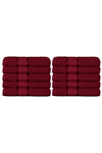 OEM Set 10 prosoape de baie, Bumbac, Uni, 400g/m², 70x140cm, Bordo