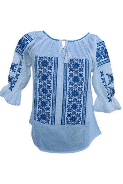 OEM Ie pentru dama, traditionala, bumbac, Albastru-deschis, marime XL