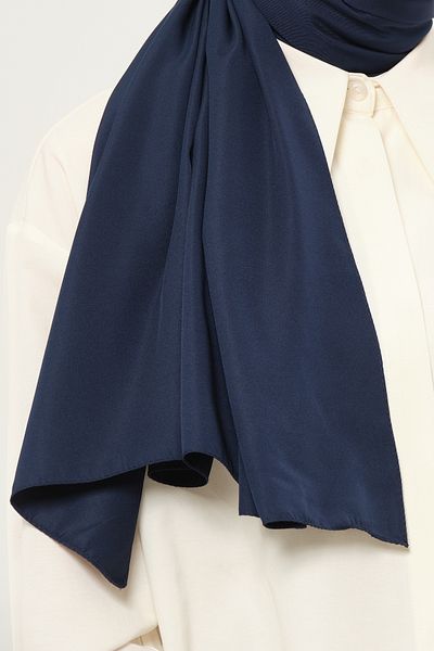 Madame Polo Plain Twil Shawl Navy Blue Non-Slip Wrinkle-Free Fabric