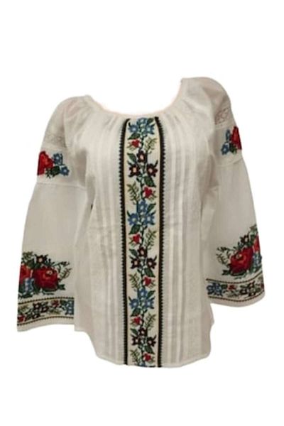 OEM Traditional Women's Blouse, Cotton, Black-Multicolor, Size M
