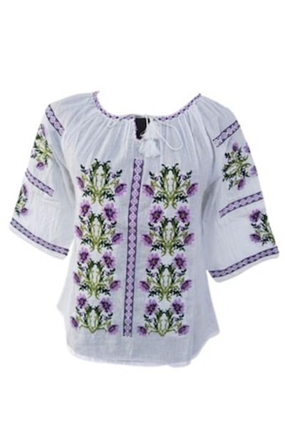 OEM Women's Blouse Type Ie, Cotton, Traditional Model, 3/4 Sleeve, Multicolor Embroidery, Size M