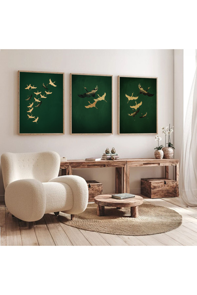 Dekorsiahome Parça Ahşap Çerçeveli Oturma Odası Salon Mutfak Tablo Seti SET3304