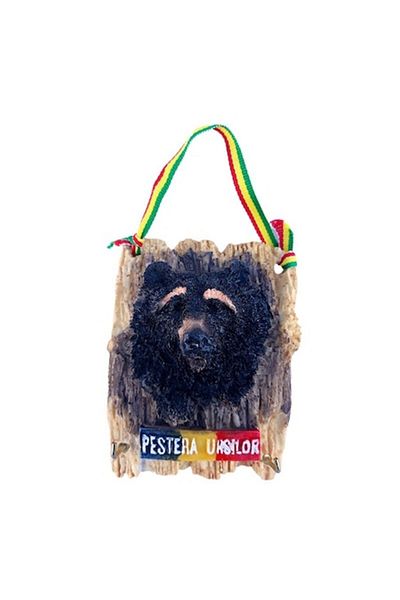 OEM Set 2 ornaments made of resin with bear face and text 'Pestera Ursilor', 8x10cm