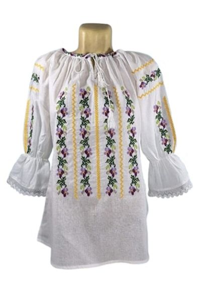 OEM Women's Blouse, Cotton, 3/4 Sleeve, Traditional Floral Multicolor Model, Size XL
