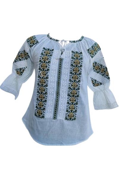 OEM Traditional Women's Blouse, Cotton, Beige-Green, Size S