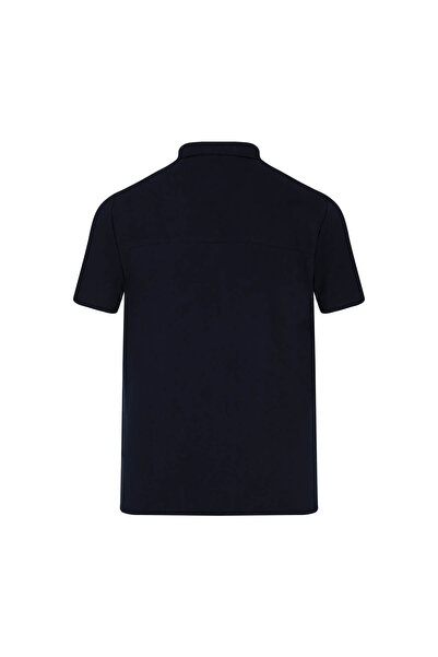 Hatemoğlu Синя сорочка з регулярним кроєм та коміром-стійкою з льону