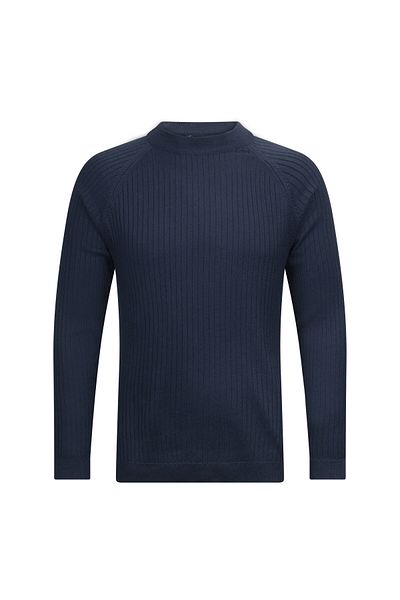 Hatemoğlu Navy Blue Regular Fit Ribbed Quarter Turtleneck Cotton Knitwear Sweater