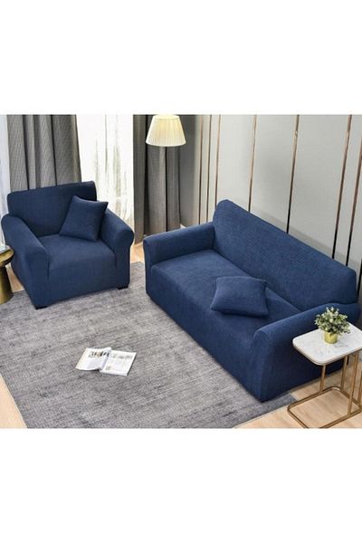 JOJO HOME Elastic Sofa Cover, Jojo Home, Uni, L-3 Seats, 180x230cm, Navy Blue