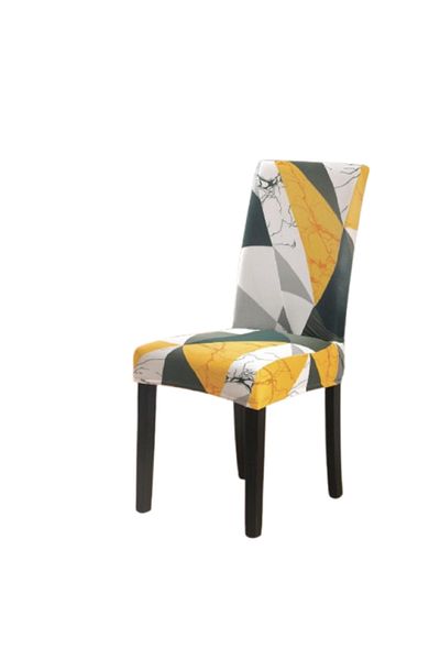 OEM Set 6 huse pentru scaune, Poliester cu Elastan, Imprimeu Abstract Tricolor