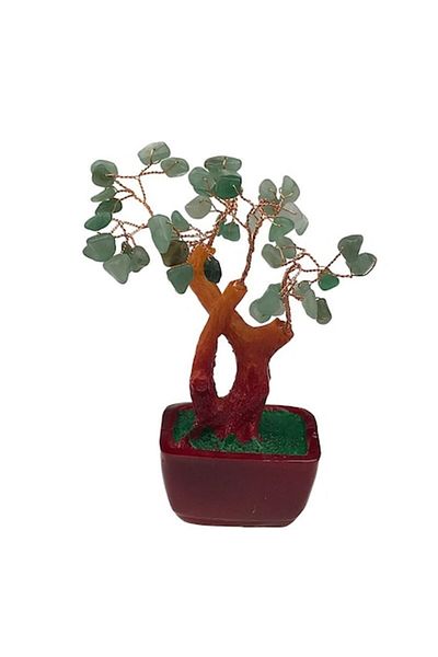 OEM Ceramic Decoration, Feng Shui Tree, 4 Branches, 10x16cm, Green Aventurine Stones