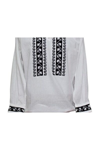 OEM Bluza tip ie Barbati, Model Traditional, Maneca Lunga, Bumbac, Broderie Negru, Marime S