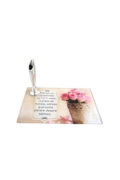 OEM Aplicație pe sticlă cu suport pentru pix, dedicație pentru soție, M8, 12x8cm