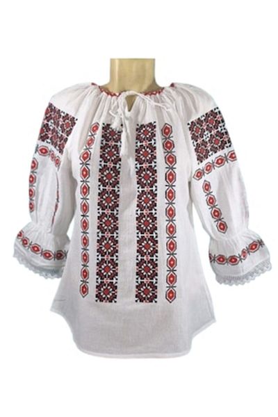 OEM Ie Dama, Bumbac, Model Traditional-Broderie Rosu-Negru, Maneca 3/4, Marime 3XL