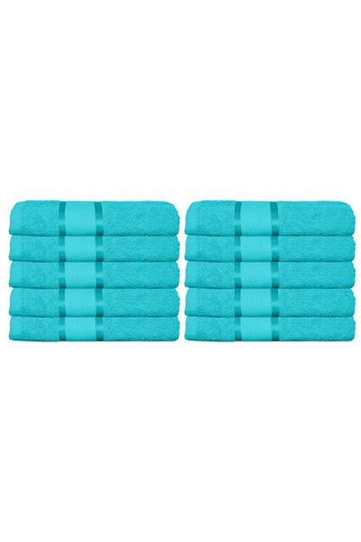 OEM Set 10 prosoape de baie, Bumbac, Uni, 400g/m², 70x140cm, Turcoaz
