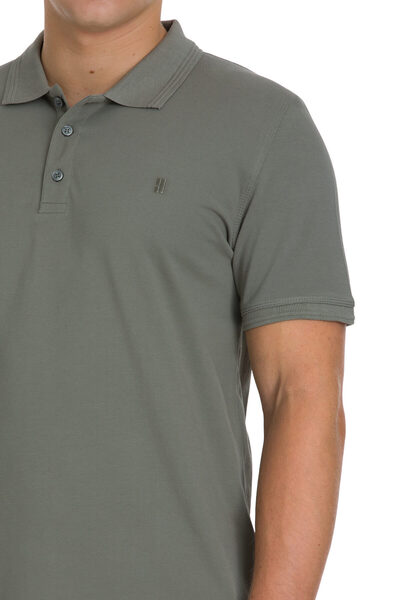 Hatemoğlu Olive Green Regular Fit 100% Cotton Polo Neck T-Shirt