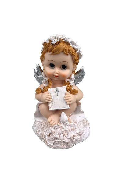 OEM Angel Figurine with Cross and Book, 11x17 cm