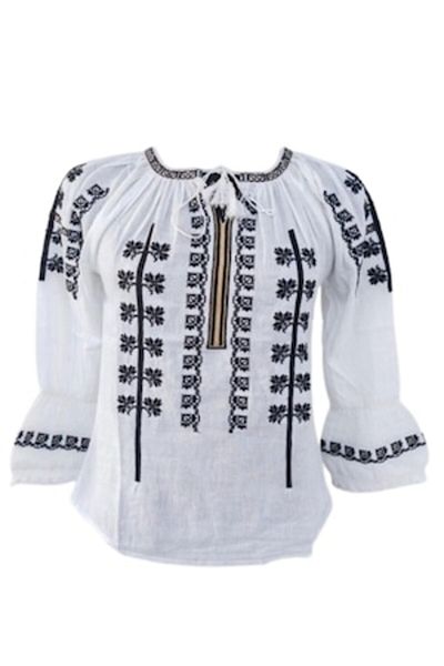 OEM Bluza tip ie dama, Broderie Negru, Model Traditional, Bumbac, Maneca Lunga, Marime S