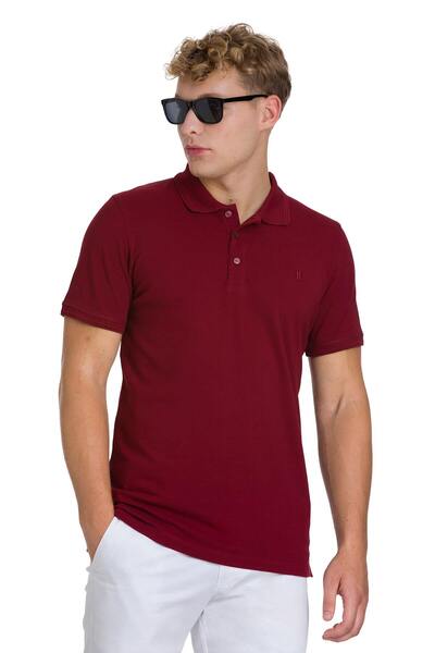 Hatemoğlu Burgundy Regular Fit 100% Cotton Polo Neck T-Shirt