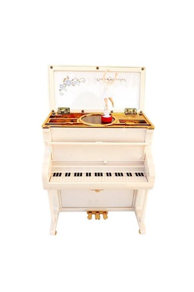 BV Music Box with Key, Shaped Like a Piano, with Ballerina, 22 cm