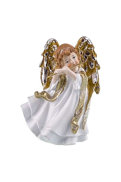 OEM Angel made of resin with musical instruments, 11x15 cm flute