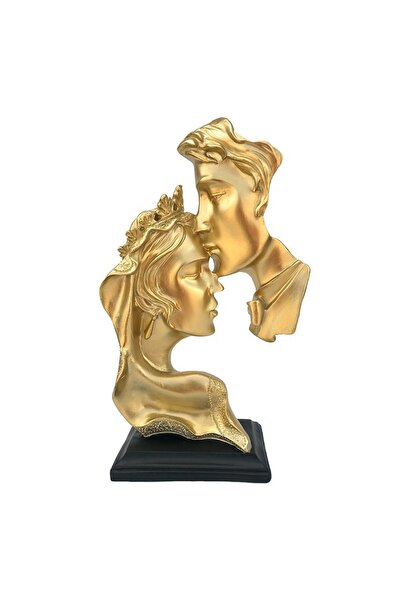 OEM Resin Decoration, Couple in Love, 15x24cm, Black-Gold