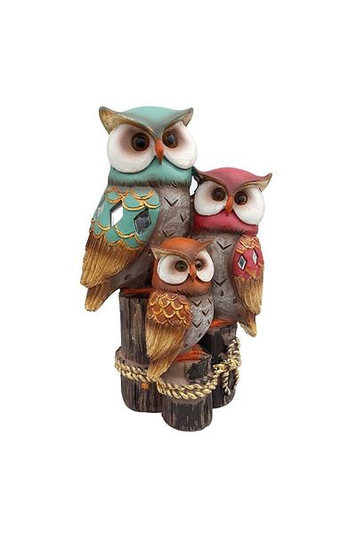 OEM Decoratiune din rasina reprezentand trei bufnite, 14x22 cm