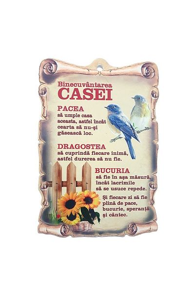 OEM Ceramic wall applique shaped like a scroll 'Home Blessing', 22cm, M2