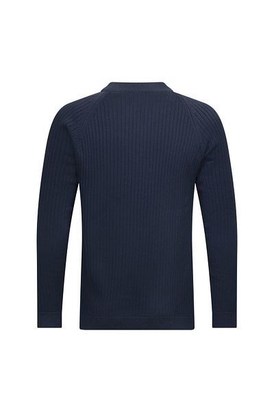 Hatemoğlu Navy Blue Regular Fit Ribbed Quarter Turtleneck Cotton Knitwear Sweater