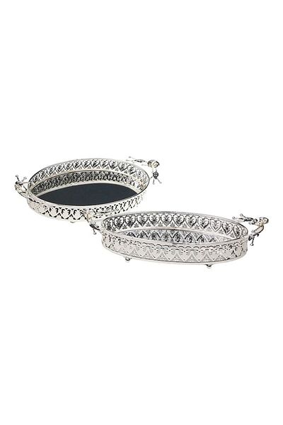 OEM Set de 2 boluri pentru fructe din metal cu oglindă, 23x40 cm, argintiu, M1