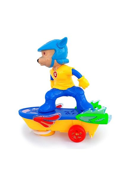 OEM Dog on skateboard, made of plastic, with battery, 21x24cm