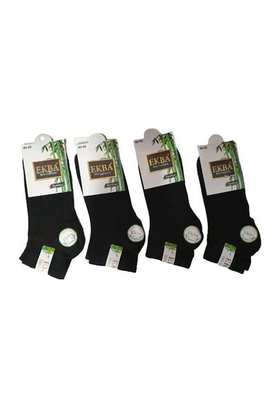 OEM Set of 4 Men's Long Socks, Size 40-45, Black, 90% Bamboo