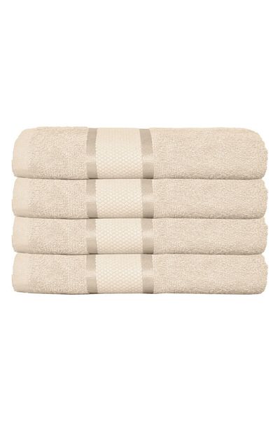 OEM Set 4 Bath Towels, Cotton, Plain, 400g/m², 70x140cm, Cream
