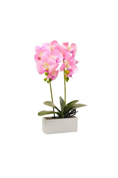 OEM Artificial Orchid in Ceramic Pot with Two Stems, 40x16x7.5 cm Pink