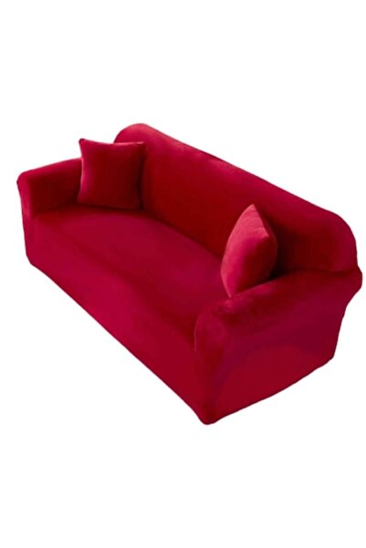 JOJO HOME Husă elastică pentru canapea, Jojo Home, catifea, roșie, M-2 locuri...