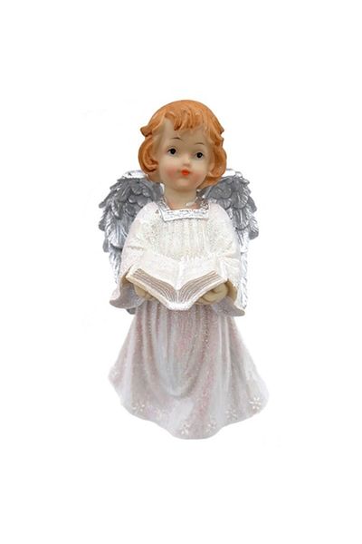 OEM Decorative Resin Angel with Silver Wings and Glitter, 23 cm