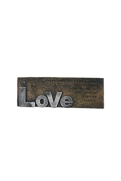 OEM Set 4 pieces, resin appliqué with LOVE inscription, 17x7cm