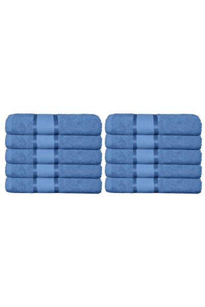 OEM Set 10 Face Towels, Cotton, Uni, 400g/m², 50x90cm, Blue