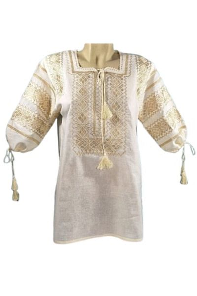 OEM Ie Women, Cotton, Traditional Model, 3/4 Sleeve, Beige Embroidery, Size 3XL