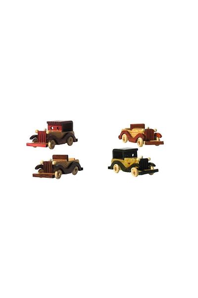 OEM Set 4 wooden decorations, Vintage Car, 14x6cm, Multicolor