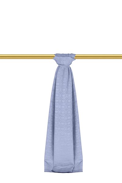 Bursa İpek Μεταξωτό βαμβακερό σάλι με μοτίβο Ice Blue Monogram