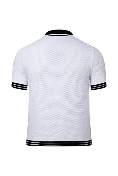 Hatemoğlu White Regular Fit Polo Neck Cotton T-Shirt