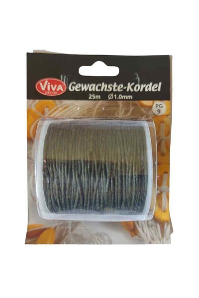 Viva Decor Waxed thread diameter 1 mm, cotton, VIVA DECOR, 25 meters Olive green