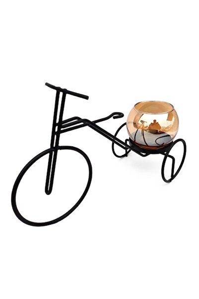OEM Metal support shaped like a tricycle with glass bowl, for candle, 28 x 12 cm