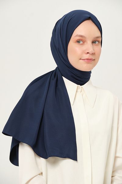 Madame Polo Plain Twil Shawl Navy Blue Non-Slip Wrinkle-Free Fabric