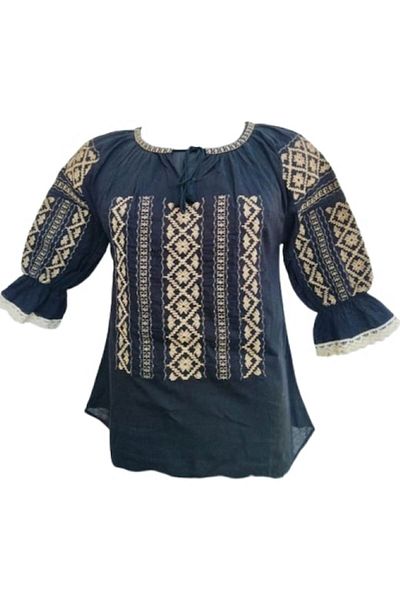 OEM Ie pentru dama, traditionala, bumbac, Negru-crem, marime XL