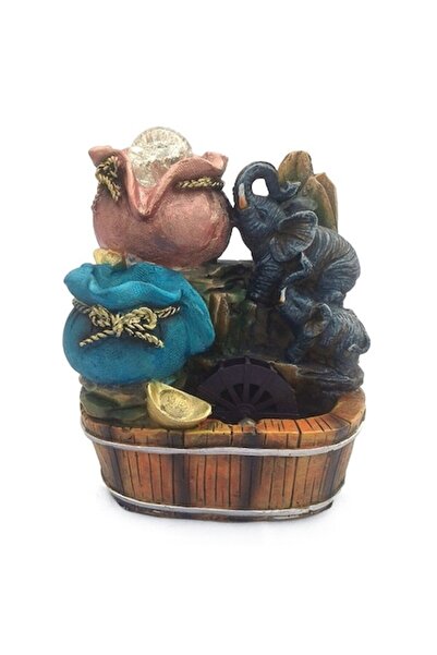 OEM Fantana din rasina cu 2 elefanti, 18 X 21 cm