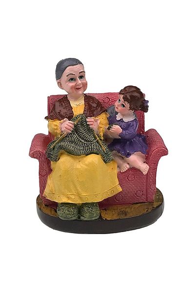 OEM Resin Decoration, Grandpa Learner and Curious Granddaughter, 9x11cm, Multicolor